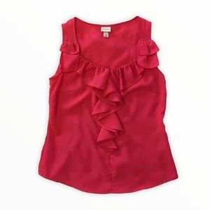 Merona-Bright coral blouse with ruffles.-EUC-Sz XS
